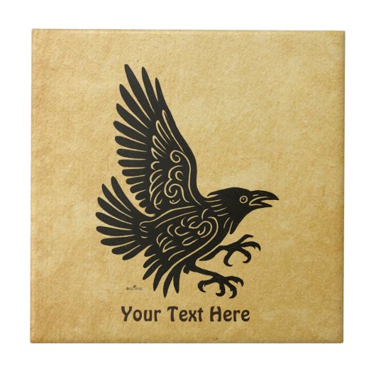 Dancing Norse Raven Tegeltje (Voorkant)