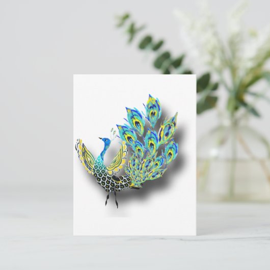Dancing Peacock Briefkaart (Staand voorkant)
