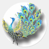 Dancing Peacock Ronde Sticker (Voorkant)