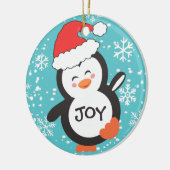 Dancing Penguin Joy Snowflakes kerst Keramisch Ornament (Links)