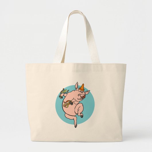 Dancing Pig Grote Tote Bag (Voorkant)