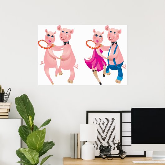 Dancing Pigs Poster (Thuiskantoor)