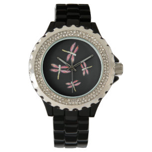 Dancing Pink Dragonfly Horloge