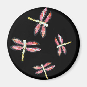 Dancing Pink Dragonfly Magneet