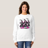 Dancing Pink Skeleton Halloween Heks Sweatshirt (Voorkant volledig)