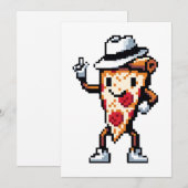Dancing Pizza Slice - Grappig Pixel Art Food Desig Feestdagenkaart (Voorkant / Achterkant)