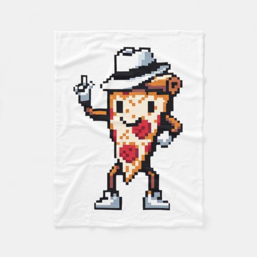 Dancing Pizza Slice - Grappig Pixel Art Food Desig Fleece Deken (Voorkant)