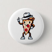 Dancing Pizza Slice - Grappig Pixel Art Food Desig Ronde Button 5,7 Cm (Voorkant)