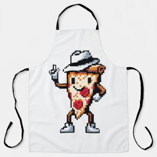 Dancing Pizza Slice - Grappig Pixel Art Food Desig Schort