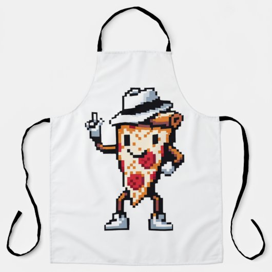 Dancing Pizza Slice - Grappig Pixel Art Food Desig Schort (Voorkant)