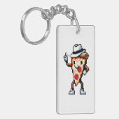 Dancing Pizza Slice - Grappig Pixel Art Food Desig Sleutelhanger (Voorkant Links)