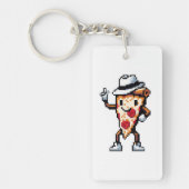 Dancing Pizza Slice - Grappig Pixel Art Food Desig Sleutelhanger (Voorkant)