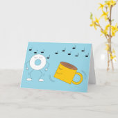 Dancing Poedervormige Donut & Coffee Mok: Blank Kaart (Gele Bloem)