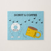 Dancing Poedervormige Donut & Coffee Mok: Legpuzzel (Horizontaal)