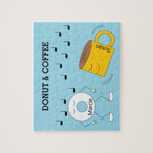 Dancing Poedervormige Donut & Coffee Mok: Legpuzzel (Verticaal)