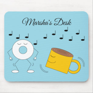Dancing Poedervormige Donut & Coffee Mok: Muismat
