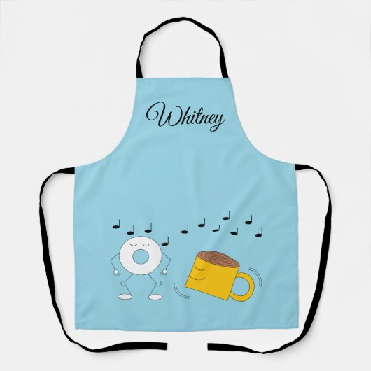 Dancing Poedervormige Donut & Coffee Mok: Schort (Voorkant)