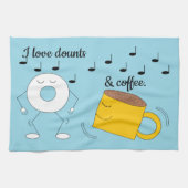 Dancing Poedervormige Donut & Coffee Mok: Theedoek (Horizontaal)