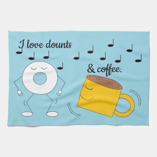 Dancing Poedervormige Donut & Coffee Mok: Theedoek (Horizontaal)