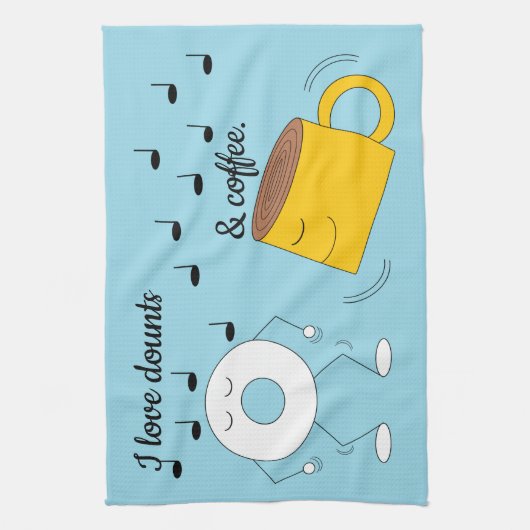 Dancing Poedervormige Donut & Coffee Mok: Theedoek (Verticaal)