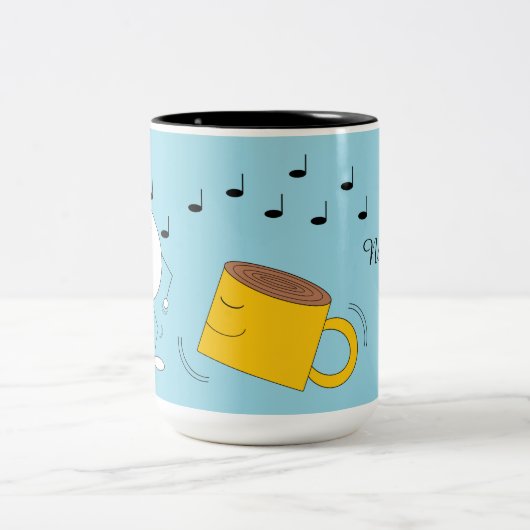 Dancing Poedervormige Donut & Coffee Mok: Tweekleurige Koffiemok (Center)