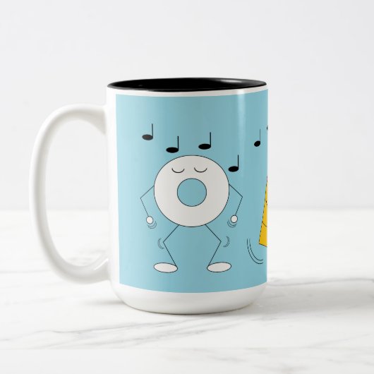 Dancing Poedervormige Donut & Coffee Mok: Tweekleurige Koffiemok (Links)