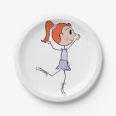 Dancing Princess Schattigee Ballerina Stick Figuur Papieren Bordje (Voorkant)