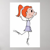Dancing Princess Schattigee Ballerina Stick Figuur Poster (Voorkant)