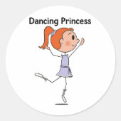 Dancing Princess Schattigee Ballerina Stick Figuur Ronde Sticker (Voorkant)