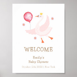 Dancing Princess Swan Balloon Baby shower Welkom Poster