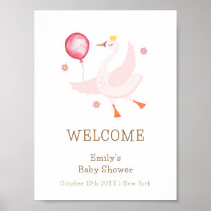 Dancing Princess Swan Balloon Baby shower Welkom Poster