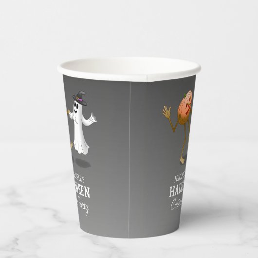 Dancing Pumpkin and Ghost Papieren Bekers (Rechts)