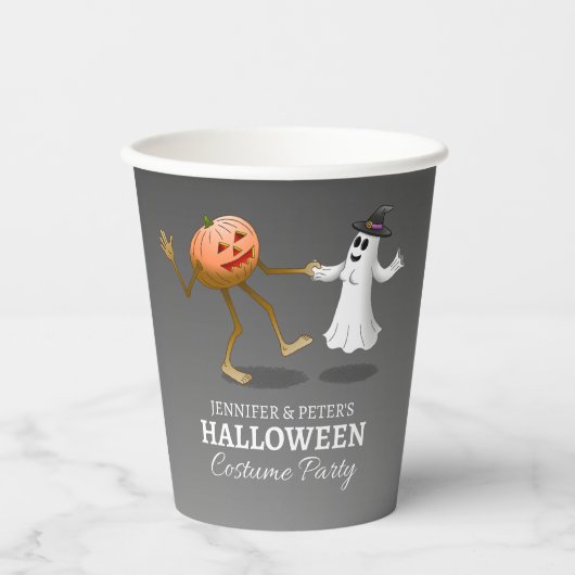 Dancing Pumpkin and Ghost Papieren Bekers (Voorkant)