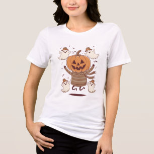 Dancing Pumpkin en Ghost Friends - Halloween Fun Tri-Blend Shirt