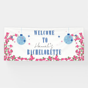 Dancing Queen Blauwe tegel bougainvillea vrijgezel Spandoek