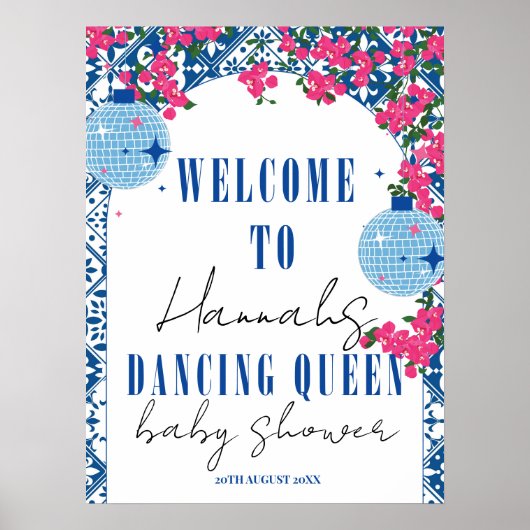 Dancing Queen bougainvillea Baby shower Welkom Poster (Voorkant)