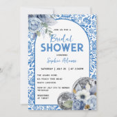 Dancing Queen Disco Ball Blue Tegel Vrijgezellenfe Kaart (Voorkant)