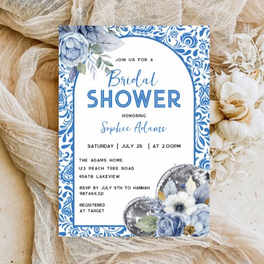 Dancing Queen Disco Ball Blue Tegel Vrijgezellenfe Kaart