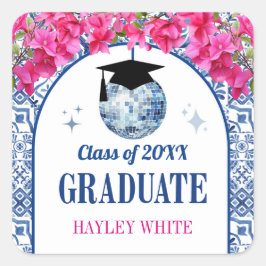 Dancing Queen Disco Ball Graduation Party Vierkante Sticker