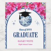 Dancing Queen Disco Ball Graduation Party Wijn Etiket (Enkel label)