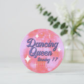Dancing Queen draaien 17 Disco Ball uitnodiging (Staand voorkant)