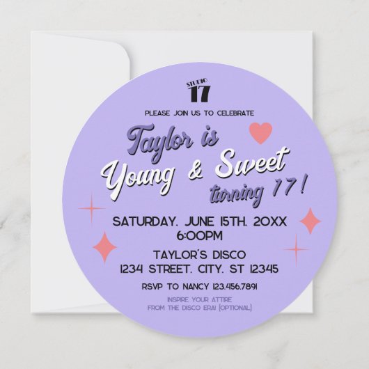 Dancing Queen draaien 17 Disco Ball uitnodiging (Achterkant)