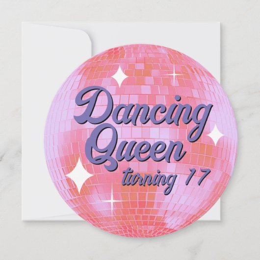 Dancing Queen draaien 17 Disco Ball uitnodiging (Voorkant)