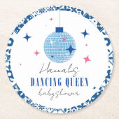 Dancing Queen Grieks Muzikaal disco baby shower Ronde Kartonnen Onderzetter (Voorkant)