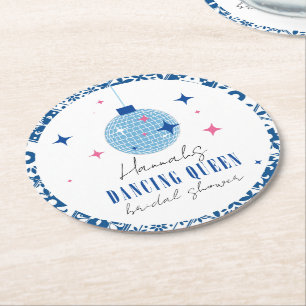 Dancing Queen Grieks Muzikaal disco vrijgezellenfe Ronde Kartonnen Onderzetter