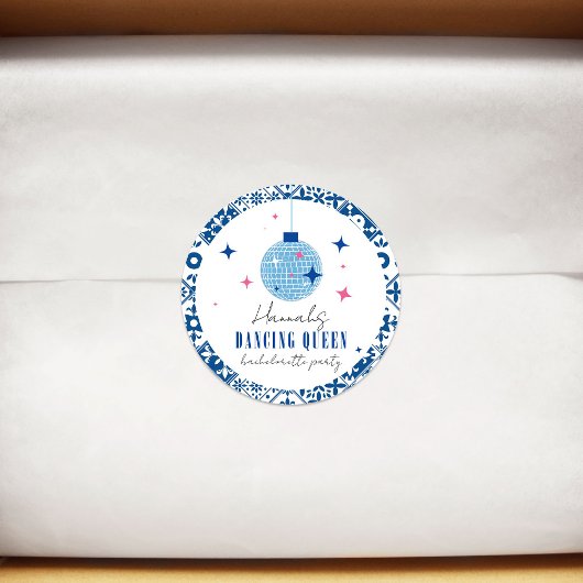 Dancing Queen Griekse Muzikale disco vrijgezellenf Ronde Sticker