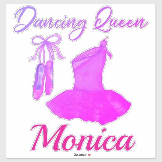 Dancing Queen Quote Pink Cute Ballerina Dress Shoe Sticker (Vel)