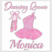 Dancing Queen Quote Roze Schattige Ballerina Dress Sticker (Vel)