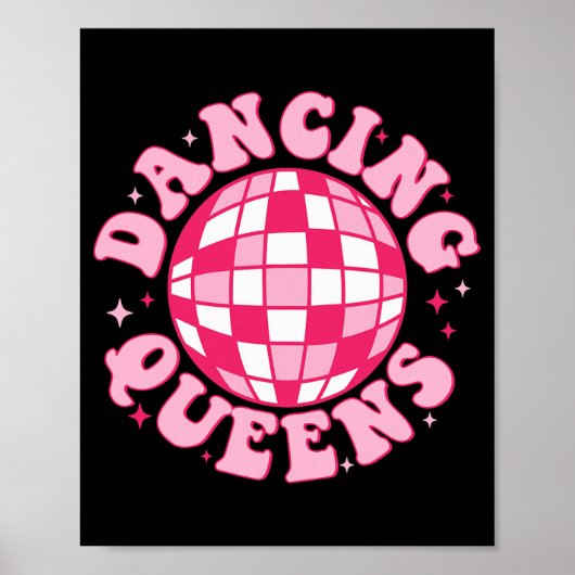 Dancing Queen Retro Bruidsmeisjes 70’s Disco Bache Poster (Voorkant)