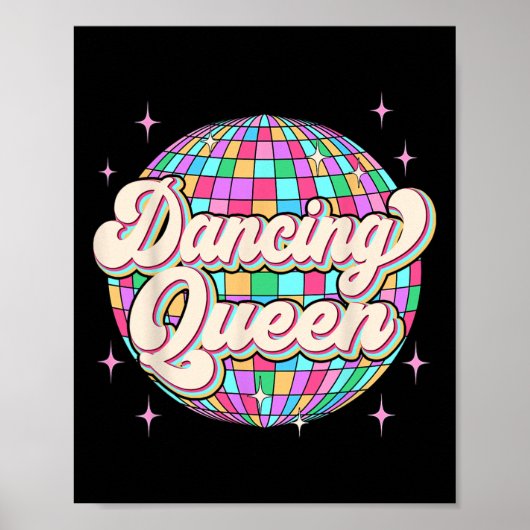 Dancing Queen Shirt Dancing 70s Kinder Meisje Poster (Voorkant)
